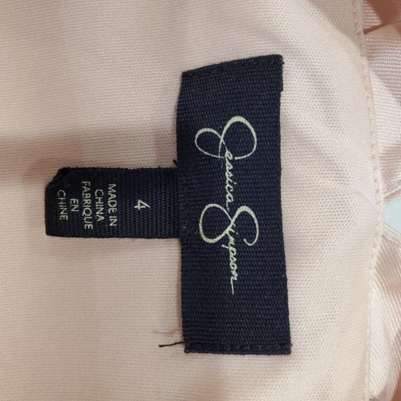 Jessica Simpson Pink Princess seamed party dress necklace detail & bow b… - Picture 6 of 9